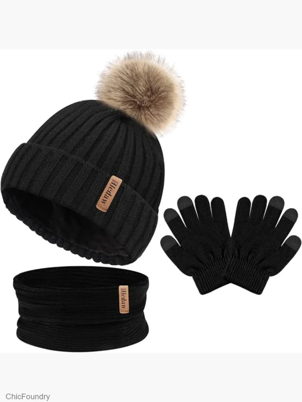Kids Winter Hat Gloves Scarf Set with Touchscreen Mittens